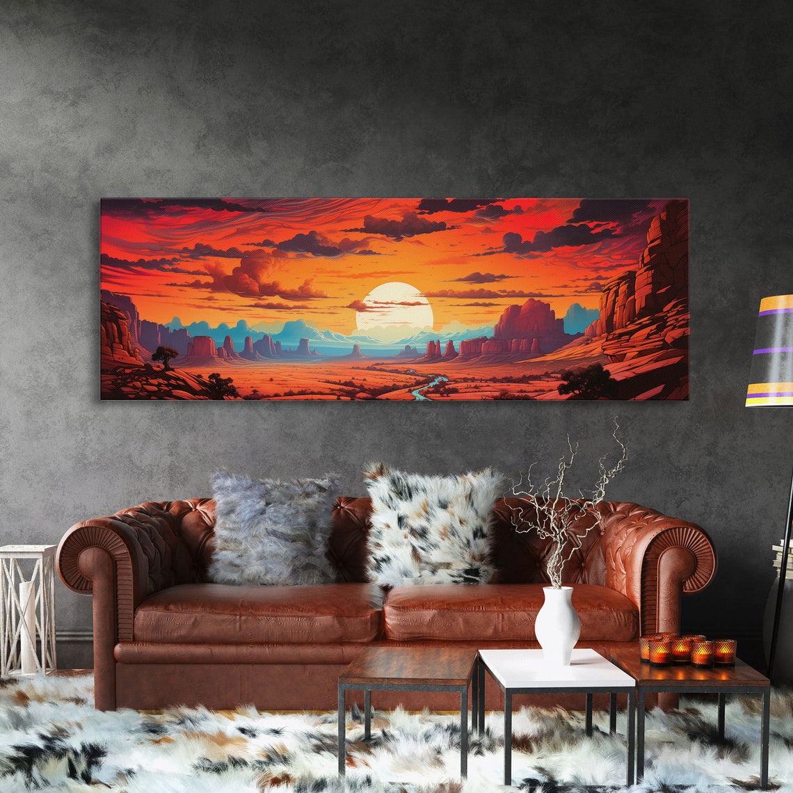 Southwestern Desert Sunset Pop Art Monument Valley Style Print - Image 3