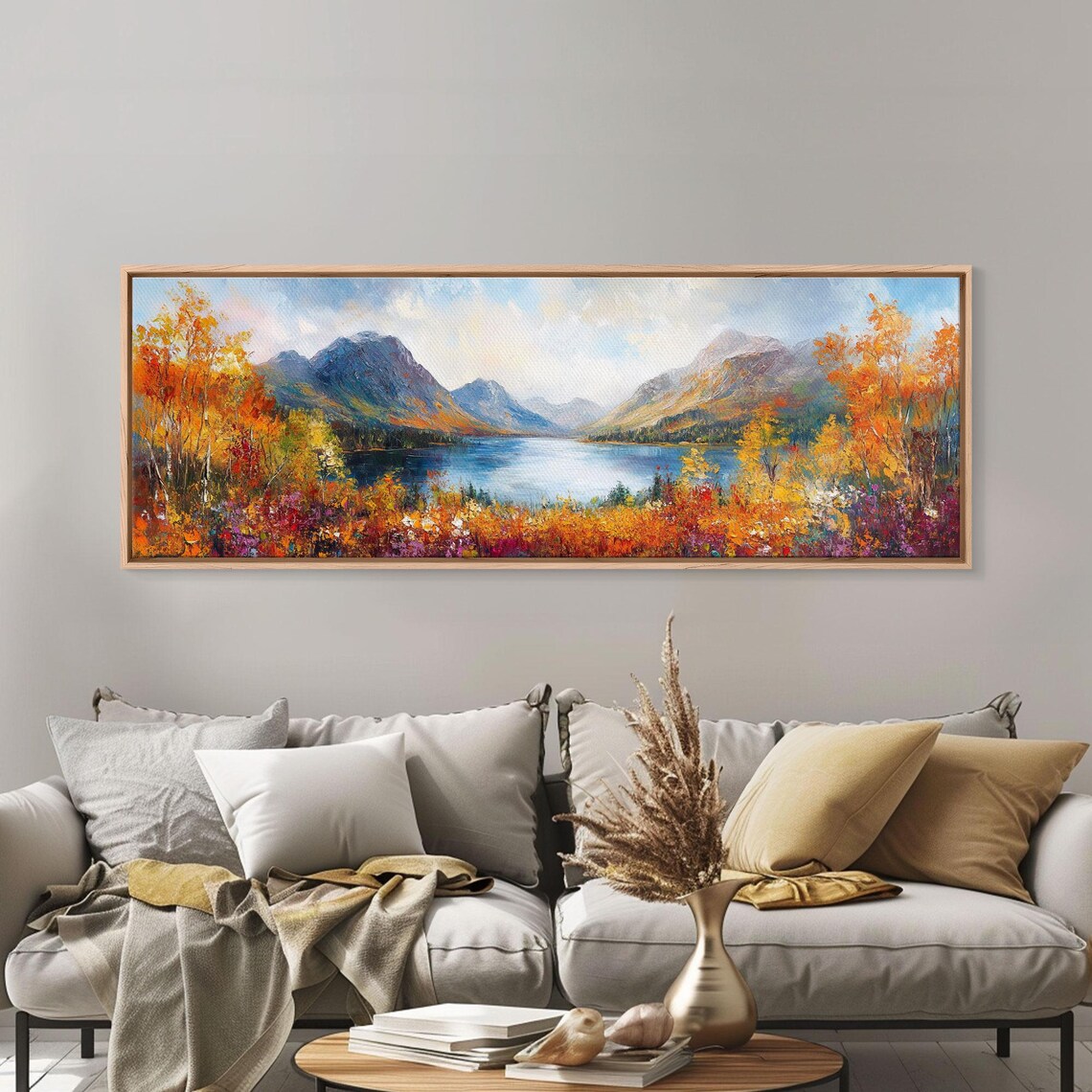 Autumn Lake Valley Colorful Foliage Mountain View Landscape Poster