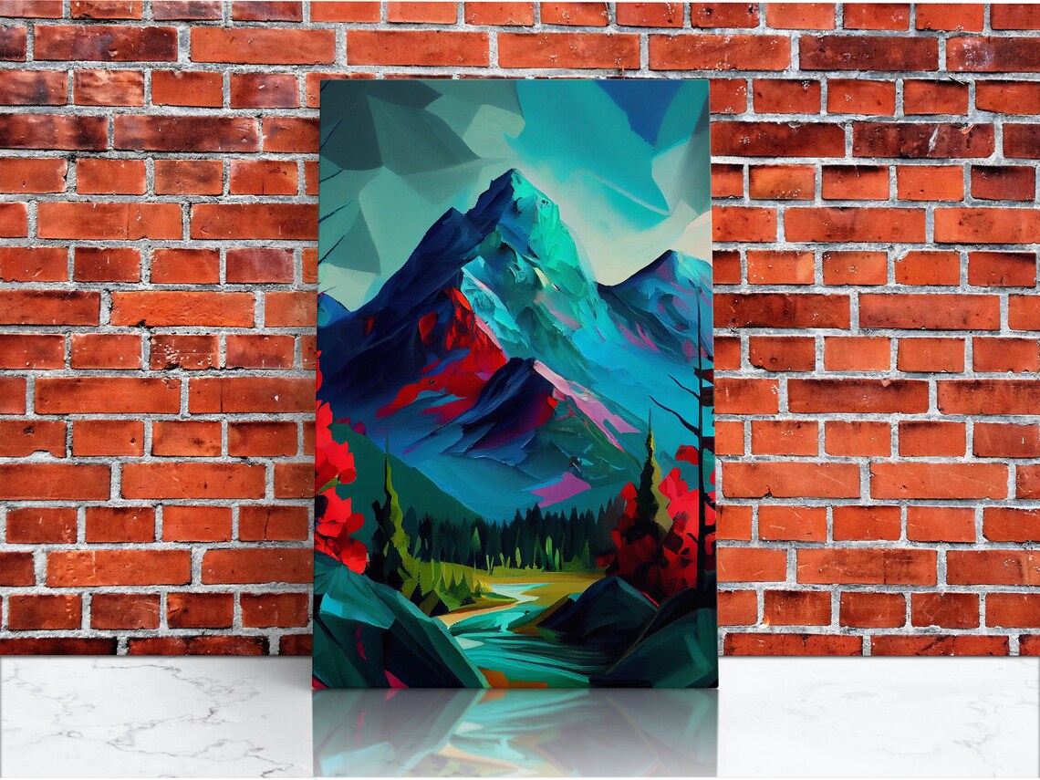 Colorful Mountain Watercolor Art Print, Nature Scene - Image 4