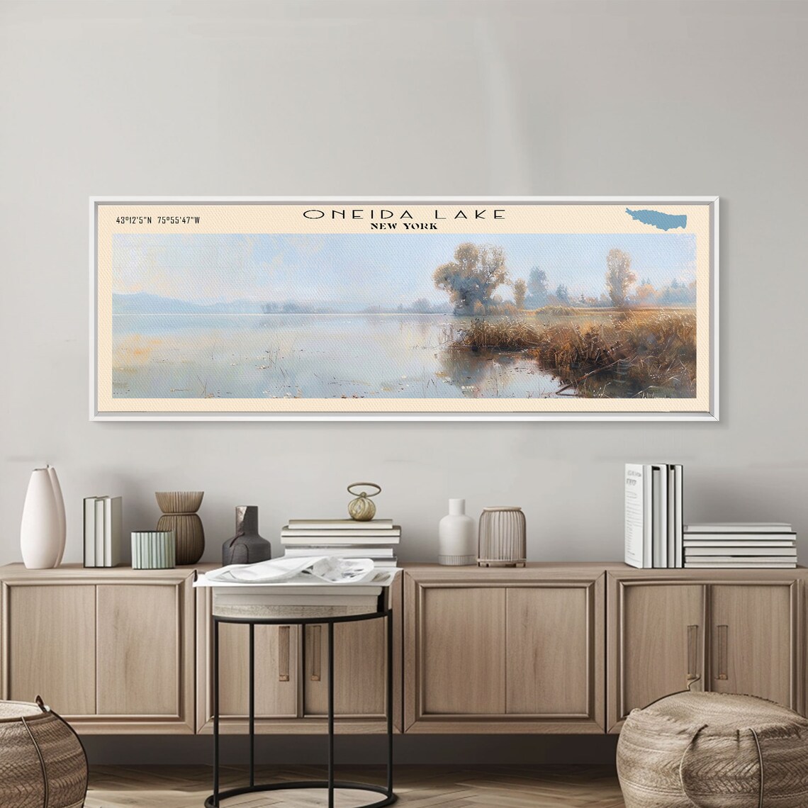 Oneida Lake Travel Poster, Lake House Landscape - Image 3