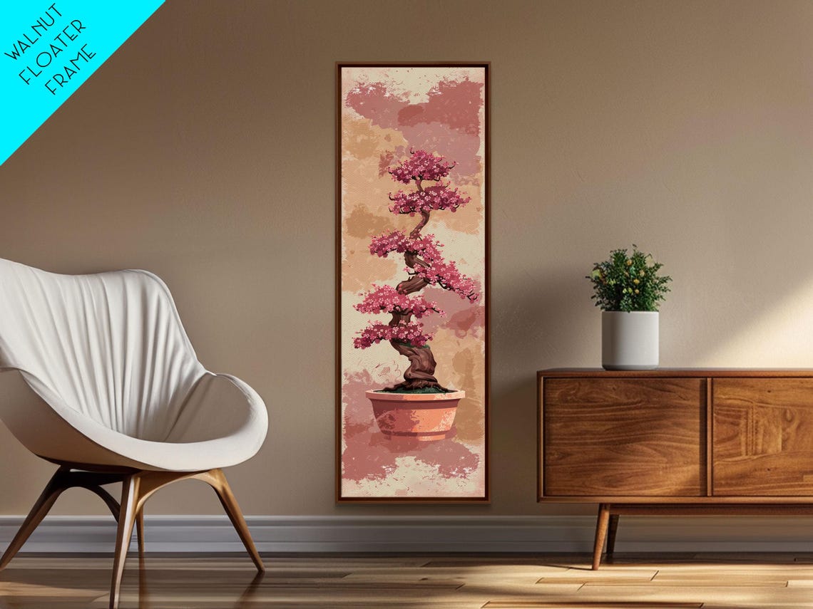 Potted Bonsai Cherry Blossom Tree Pink Bloom Japanese Art Poster - Image 4