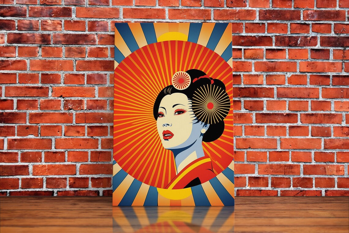 Geisha Pop Art, Art Deco Sunburst Art Print