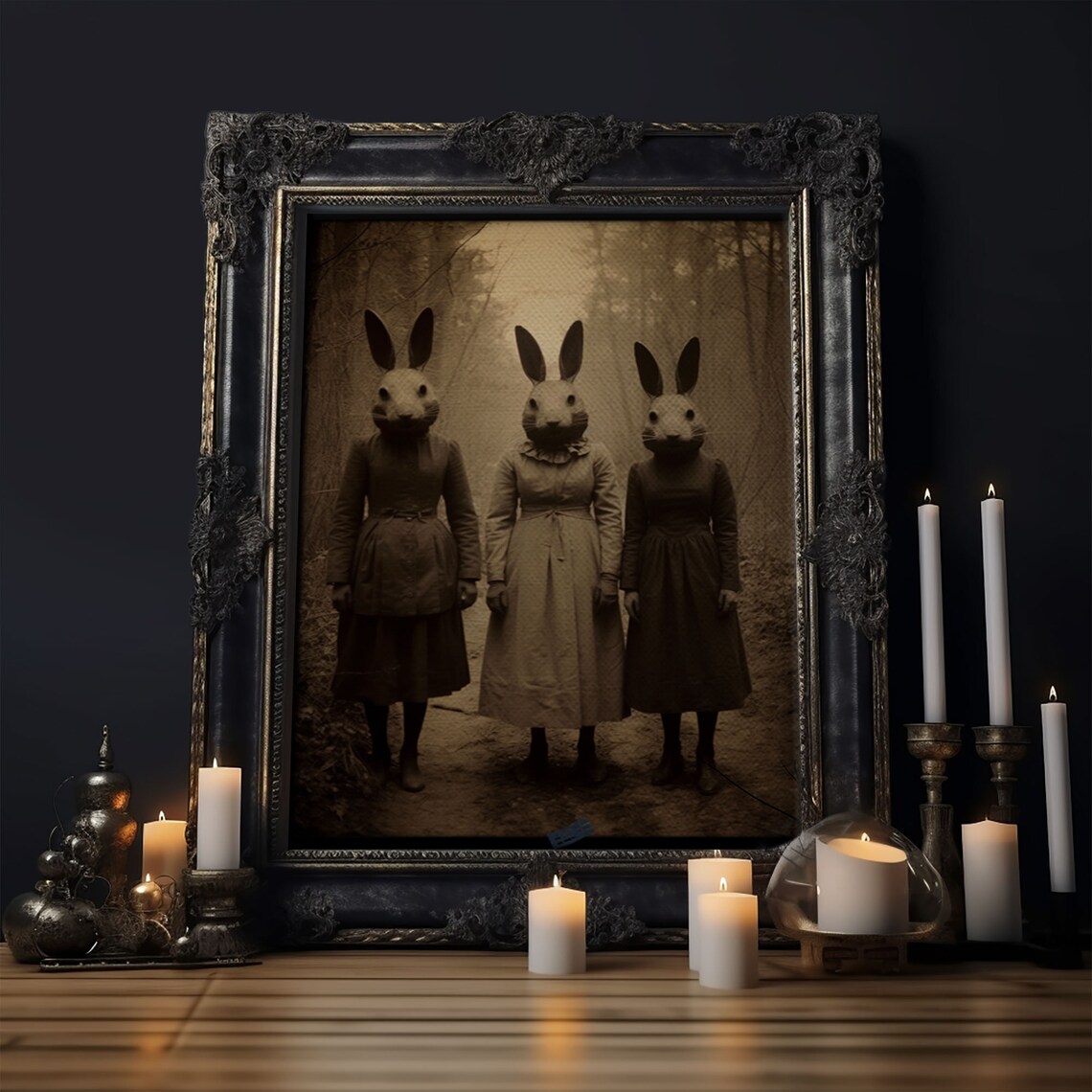 The Bunny Cult, Halloween Dark Academia Art Print