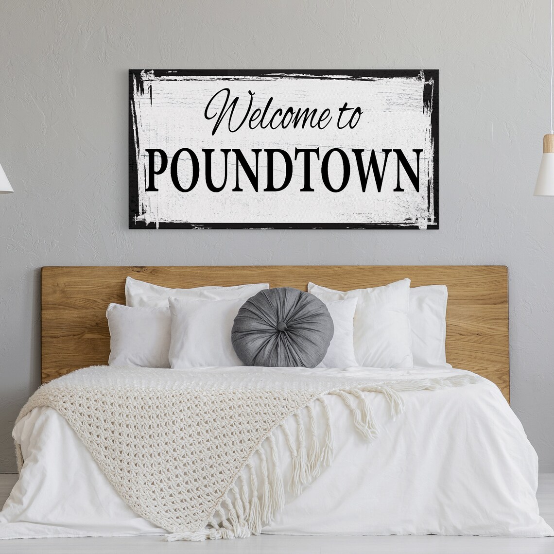 Poundtown Humor Sign, Funny Bedroom Wall Art Print