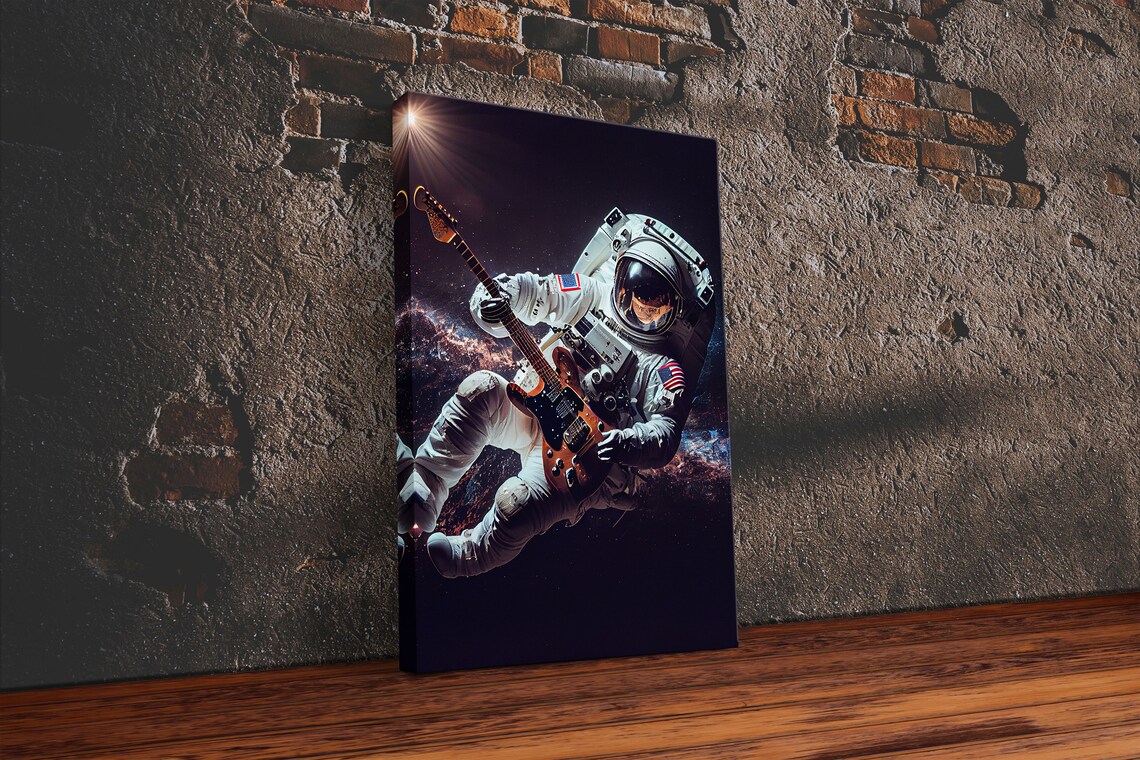 Space Man Jam Astronaut Playing Guitar In Space Art Print