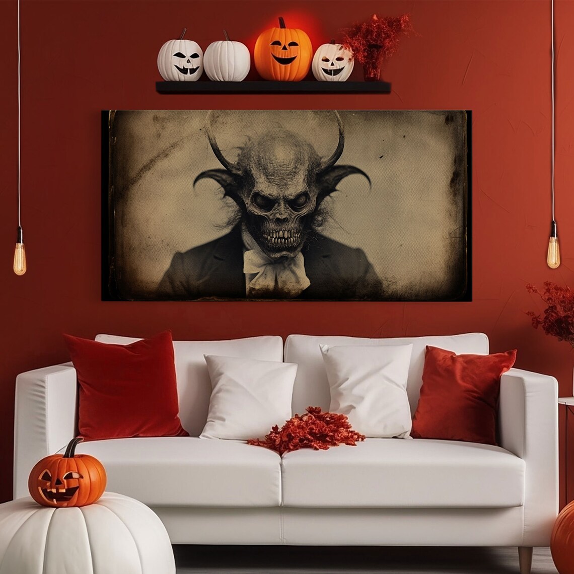 Demon Of 81st Street Skeletal Horned Suit Vintage Creepy Horror Wall Poster - Image 6