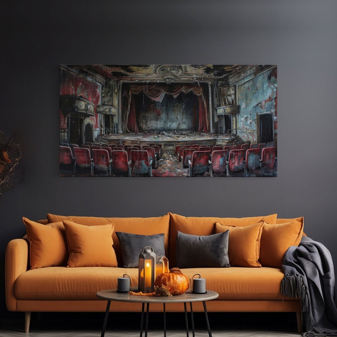 Creepy Abandoned Theater Red Seats Decaying Stage Macabre Dark Academia Print - Image 3