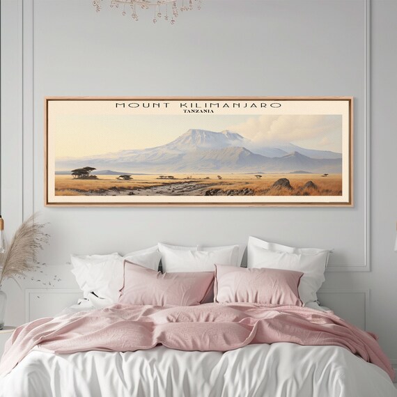 Mount Kilimanjaro Travel Poster Print Framed Wall Art Metal Wall Art Tanzania Art Gift For Him Panoramic Wall Art Travel Gift