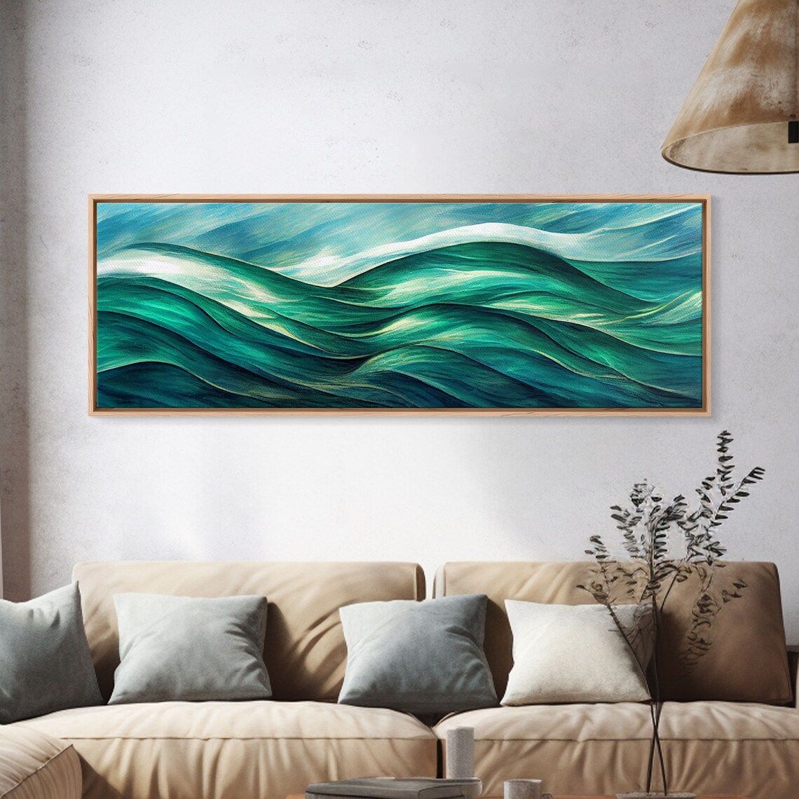 Sea Green Ocean Waves, Art Deco Wall Art Print - Image 4