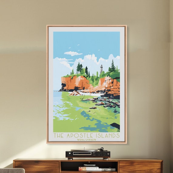 Apostle Islands Travel Poster Print Framed Print Usa Original Travel Art Framed Art Wall Hanging Home Decor
