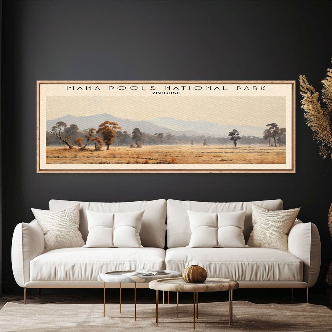 Mana Pools National Park Zimbabwe Golden Savanna Misty Hills View Poster - Image 6