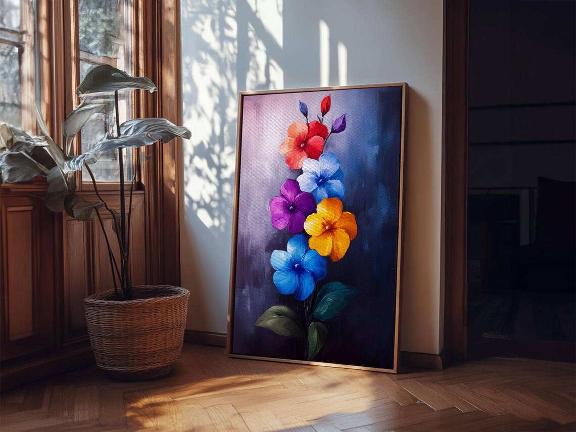 Wild Flower Painting Print On Wood Framed Wall Art Original Art Flowers Painting Botanical Print Modern Art Living Room Art