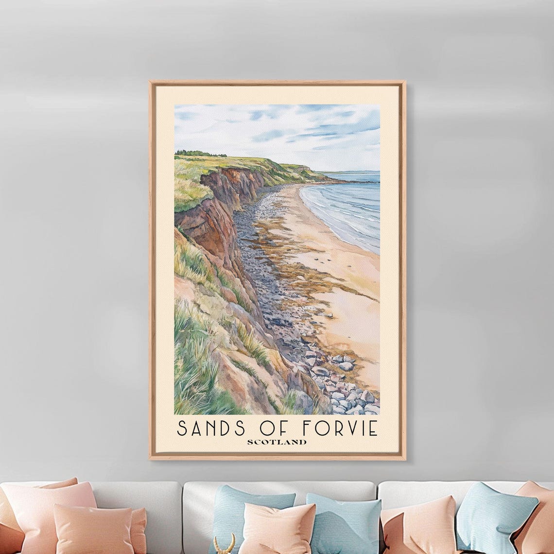 Sands of Forvie Scotland Red Cliffs Pebble Shore Bright Coast Poster - Image 2