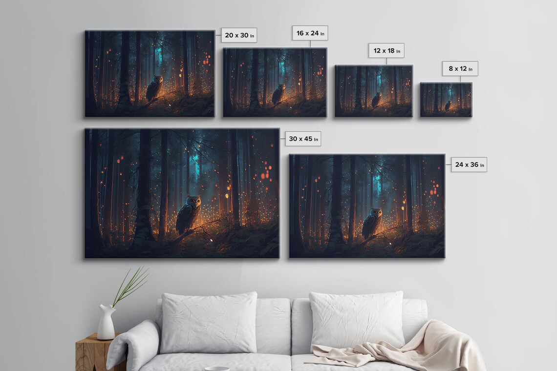 Fantasy Forest Art, Fireflies And The Owl At Midnight - Image 2