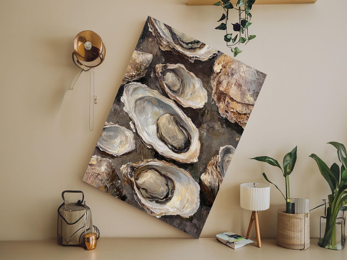 Oyster Shell Painting Print, Kitsch Kitchen Decor