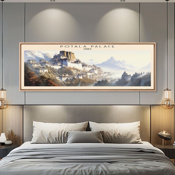 Potala Palace China Travel Poster Print Framed Print China Panoramic Travel Art Framed Art Wall Hanging Home Decor