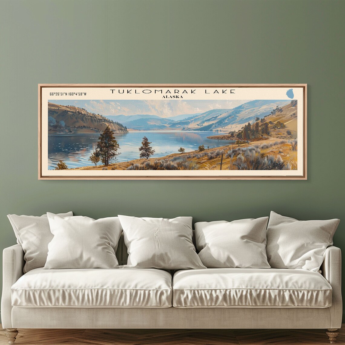 Tuklomarak Lake Alaska Panoramic Golden Hills Mountain Lake Poster - Image 2