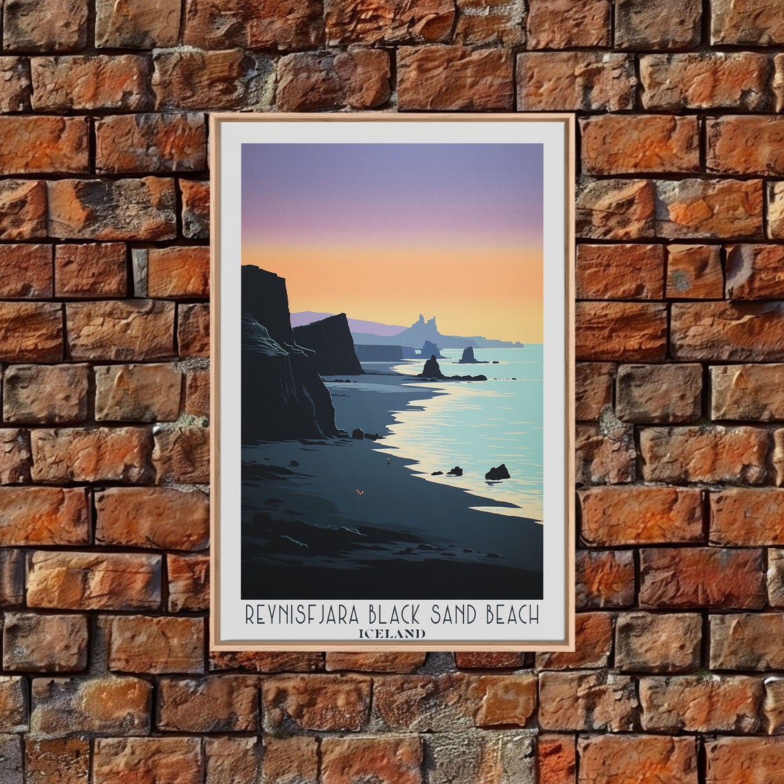 Reynisfjara Black Sand Beach Iceland Sunset Cliffs Ocean Poster - Image 2