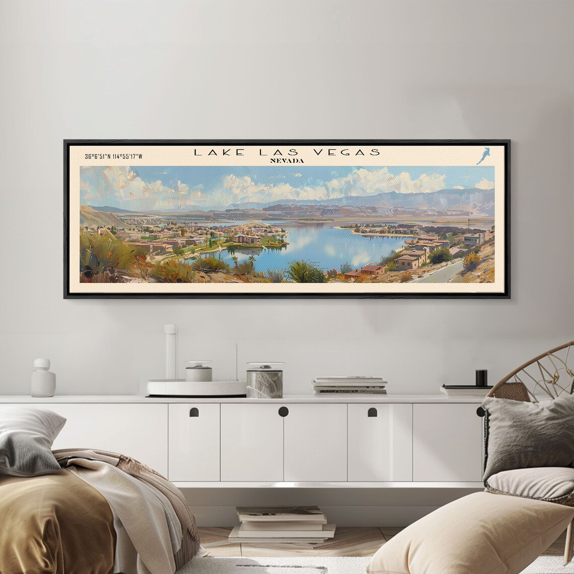 Lake Las Vegas Nevada Desert Mountain Marina Blue Water Travel Poster - Image 4