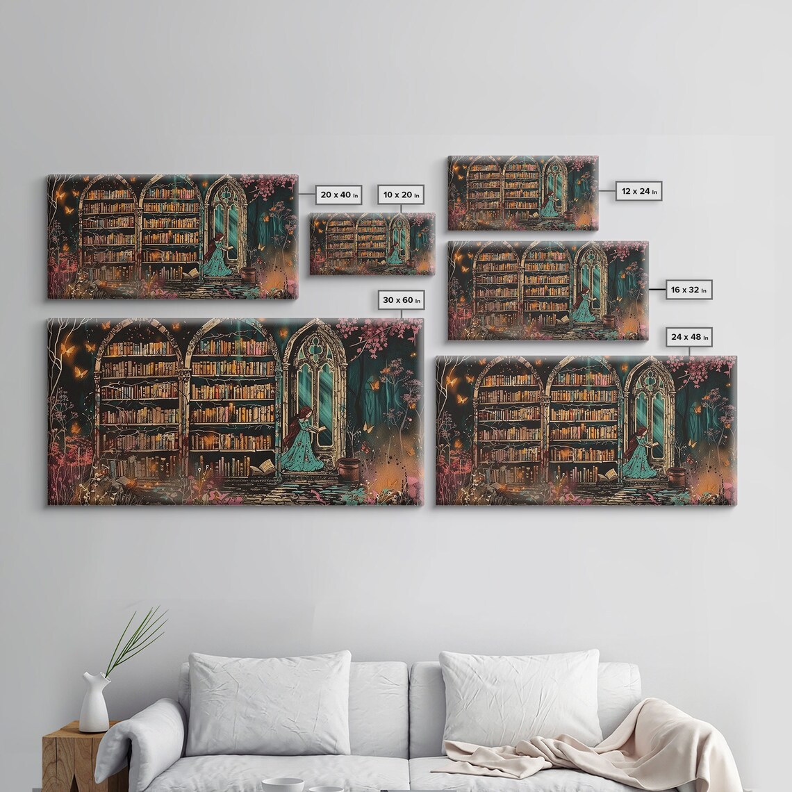 Witch Library Gothic Arches Butterfly Garden Girl Door Dark Academia Print - Image 2