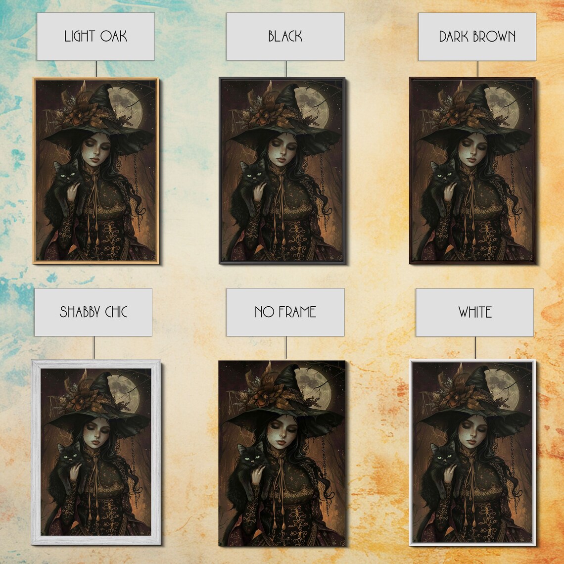 The Witch And Black Cat, Spooky Victorian Art Print - Image 2