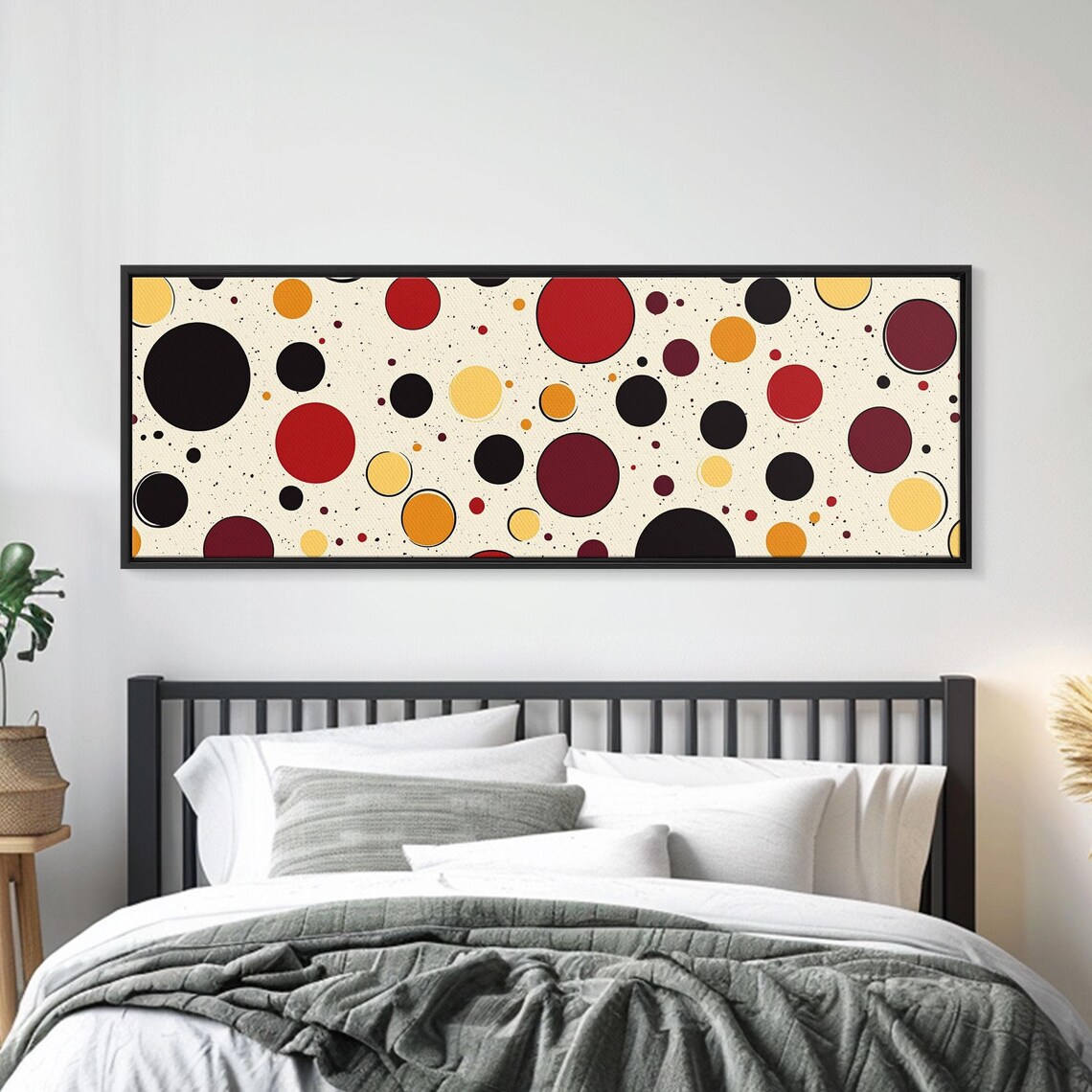Red Yellow Black Polka Dots White Mid Century Modern Dot Art Poster - Image 5