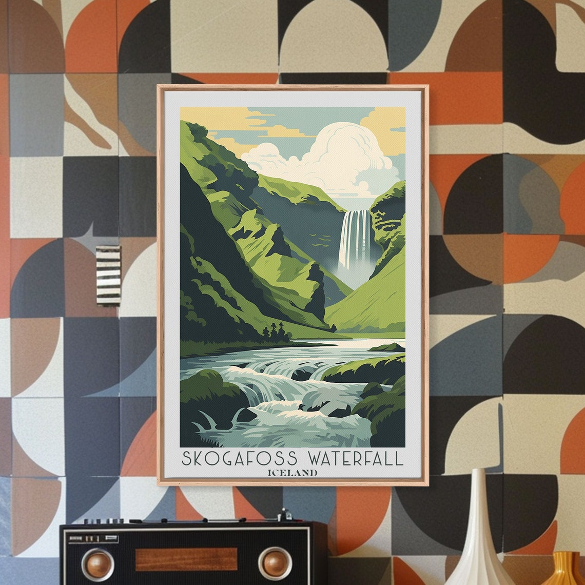 Skogafoss Waterfall Iceland Green Valley River Cascades Poster - Image 5