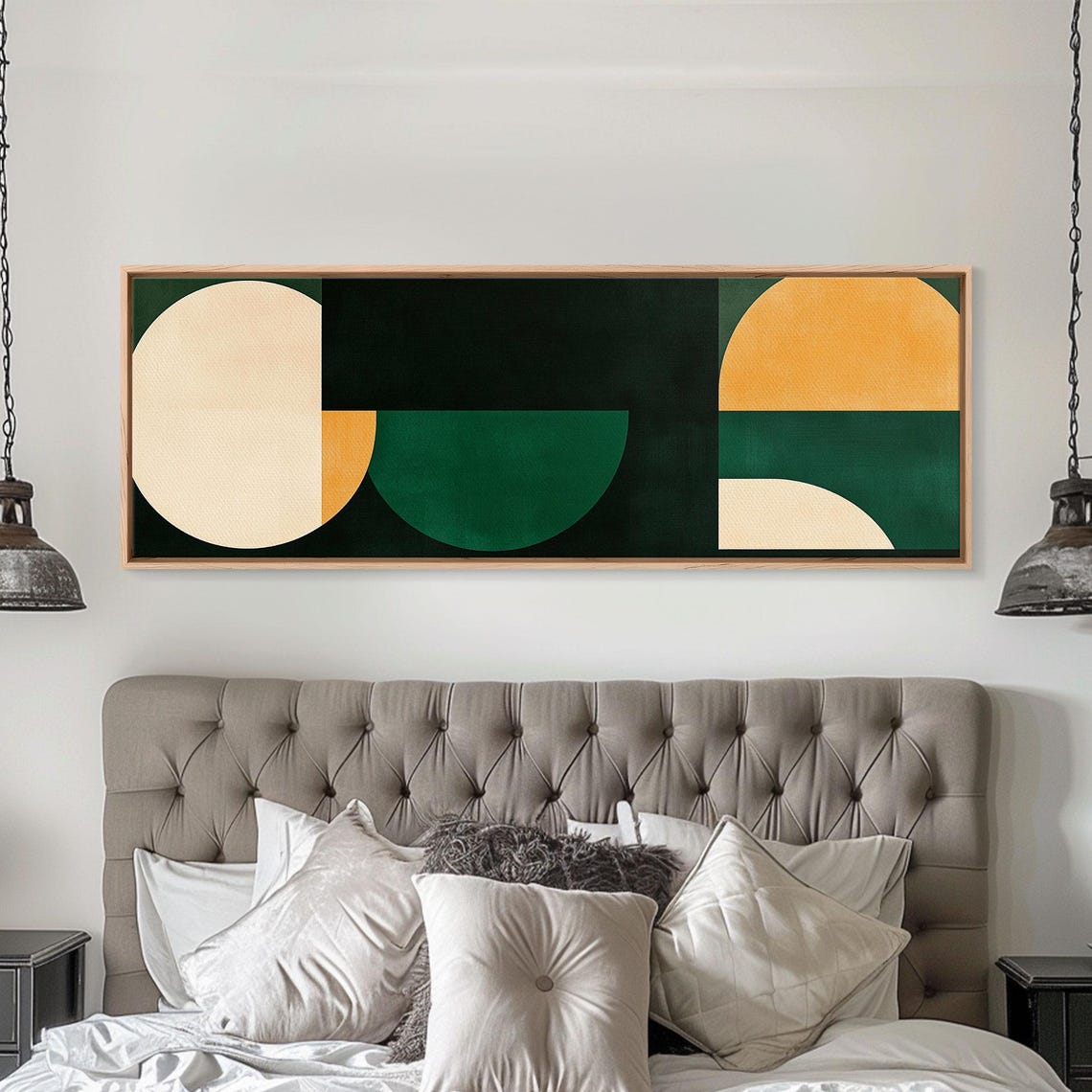 Geometric Circles Mid Century Modern Green Gold Abstract Poster - Image 5