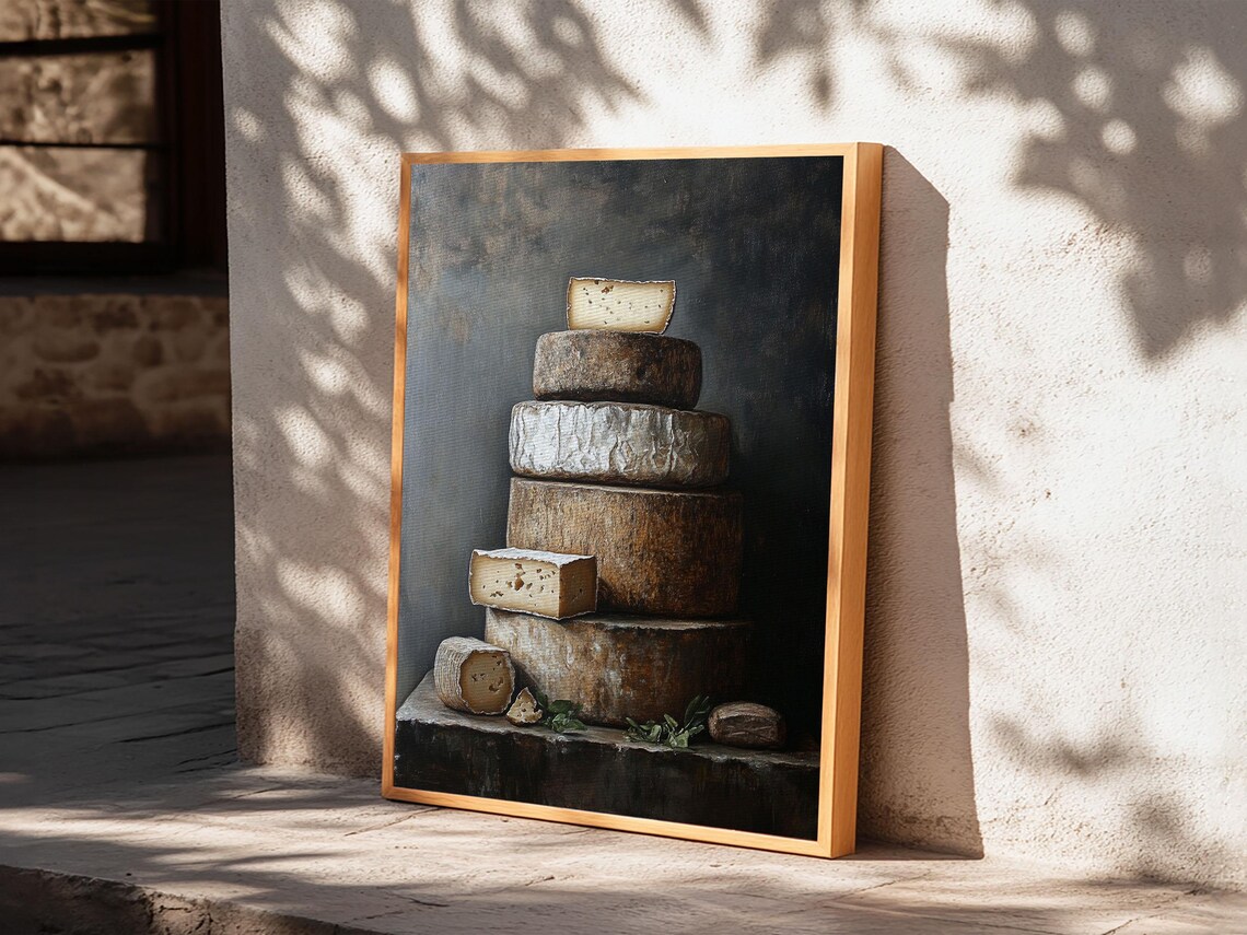 Cheese Still Life Rustic Farmhouse Kitchen Art - Image 5