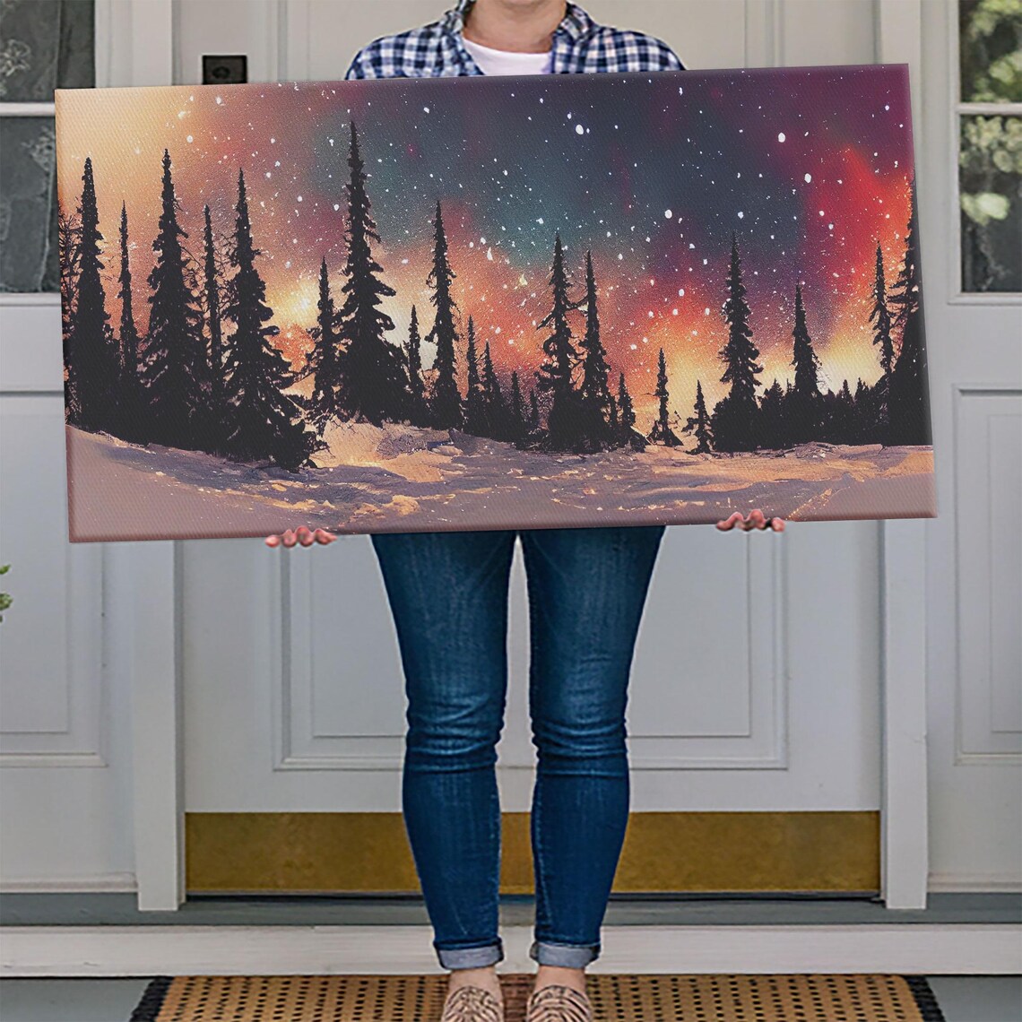 Snowfall In The Forest, Winter Wall Art Print - Image 4