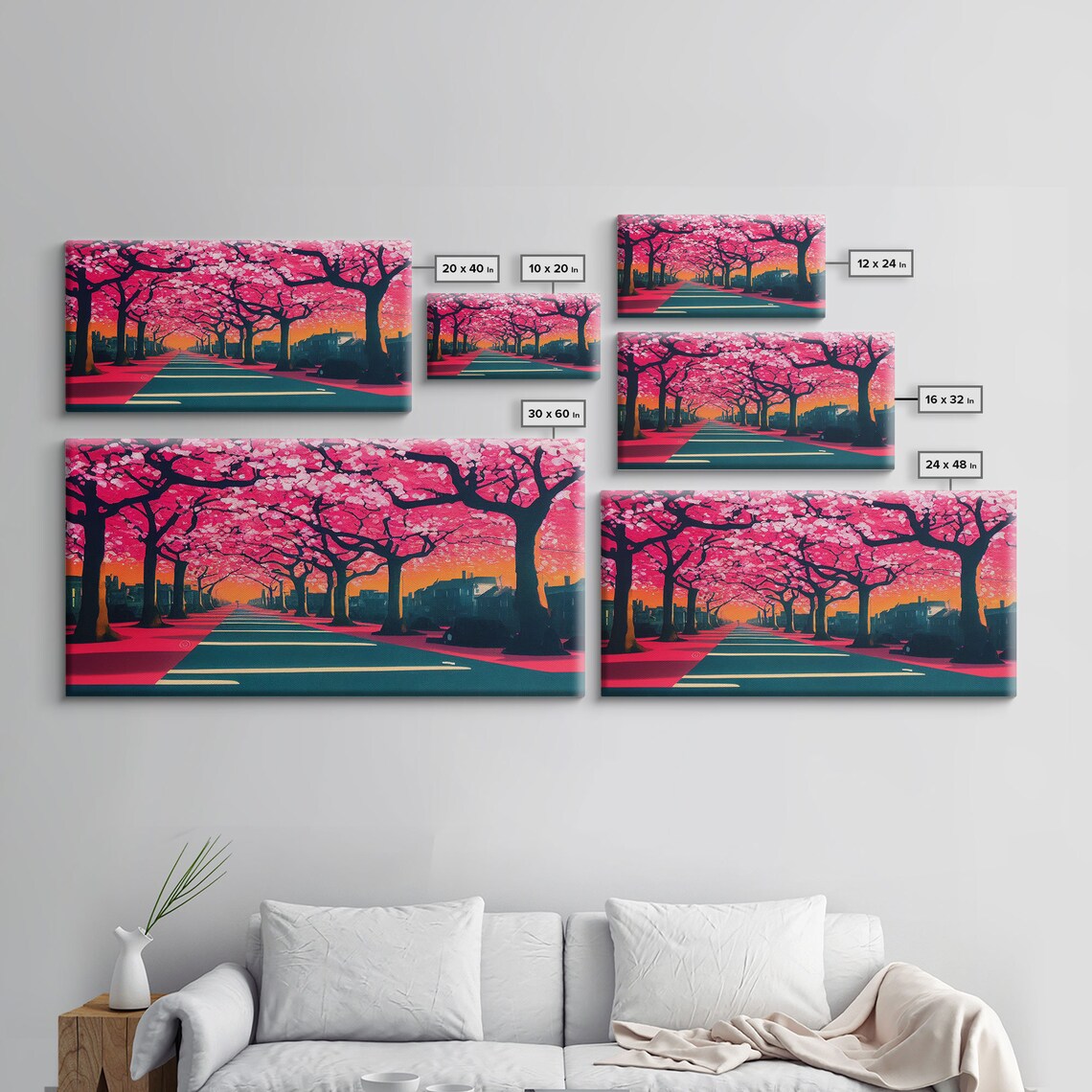 Street Lined With Cherry Blossoms Cherry Blossom Tree Art Framed Print Ready To Hang Wall Art Framed Wall Art - Image 2