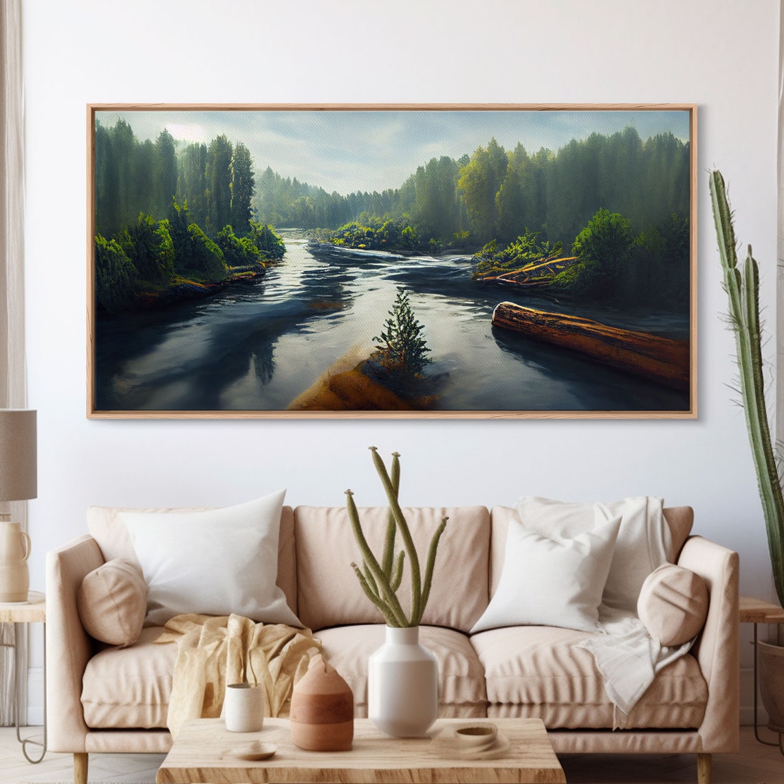 Flowing River Wall Decor Ready To Hang Print Wall Art Blue River Cabin Art Lake House Art - Image 3