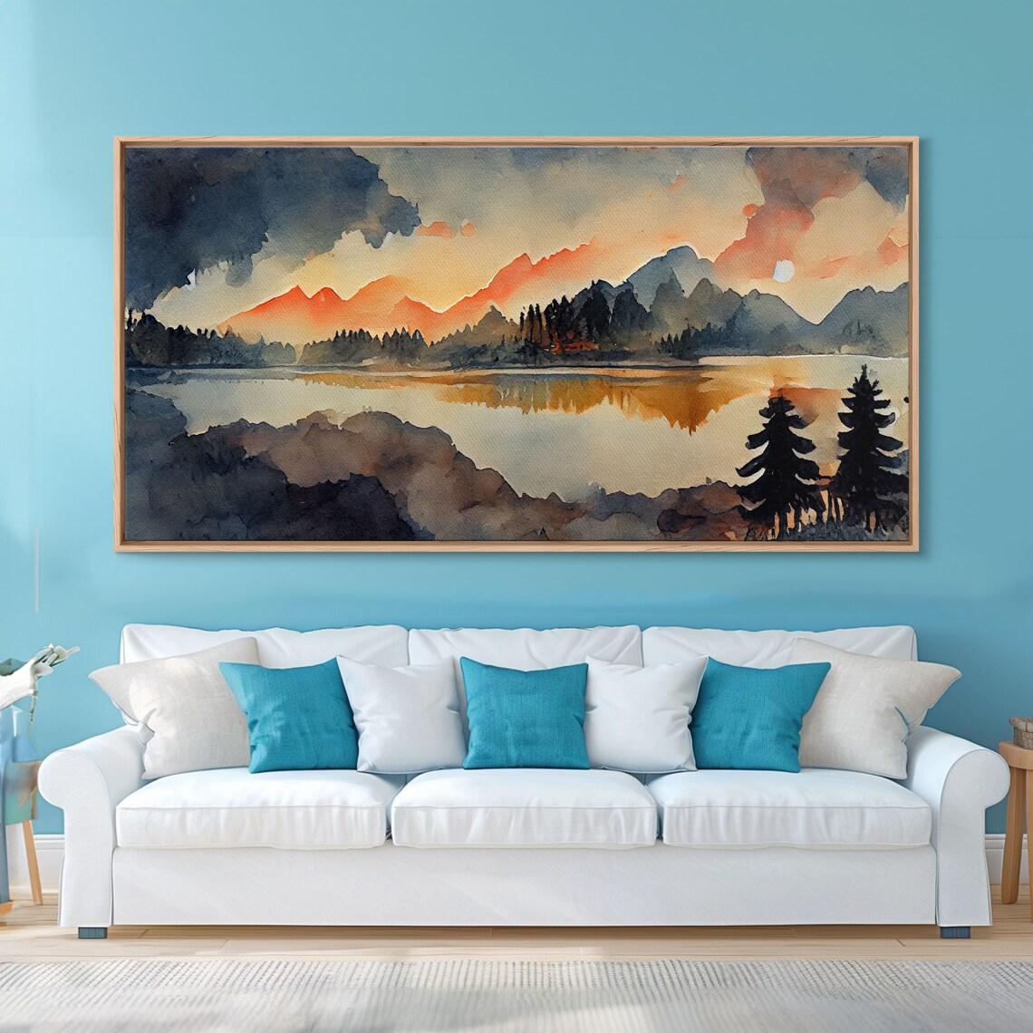Watercolor Painting Of A Forest Fire Print Landscape Art - Image 5