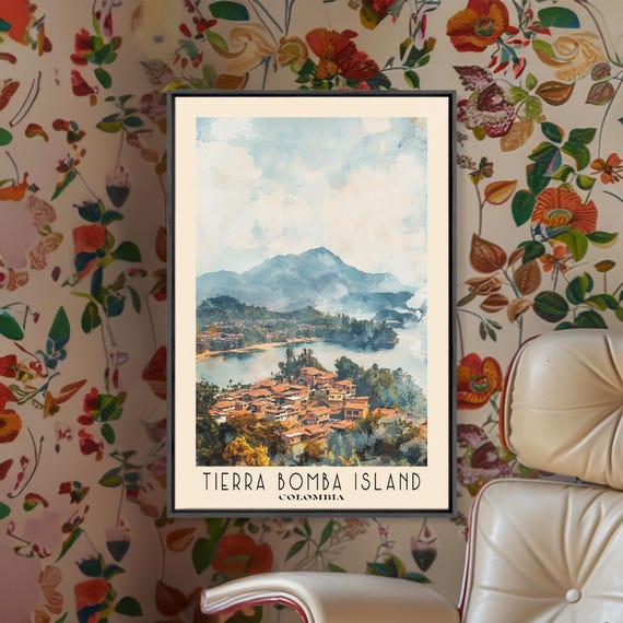 Tierra Bomba Island Colombia Watercolor Beach Print Vacation Gift Colombia Wall Art Beach Painting Beach Decor Beach Painting