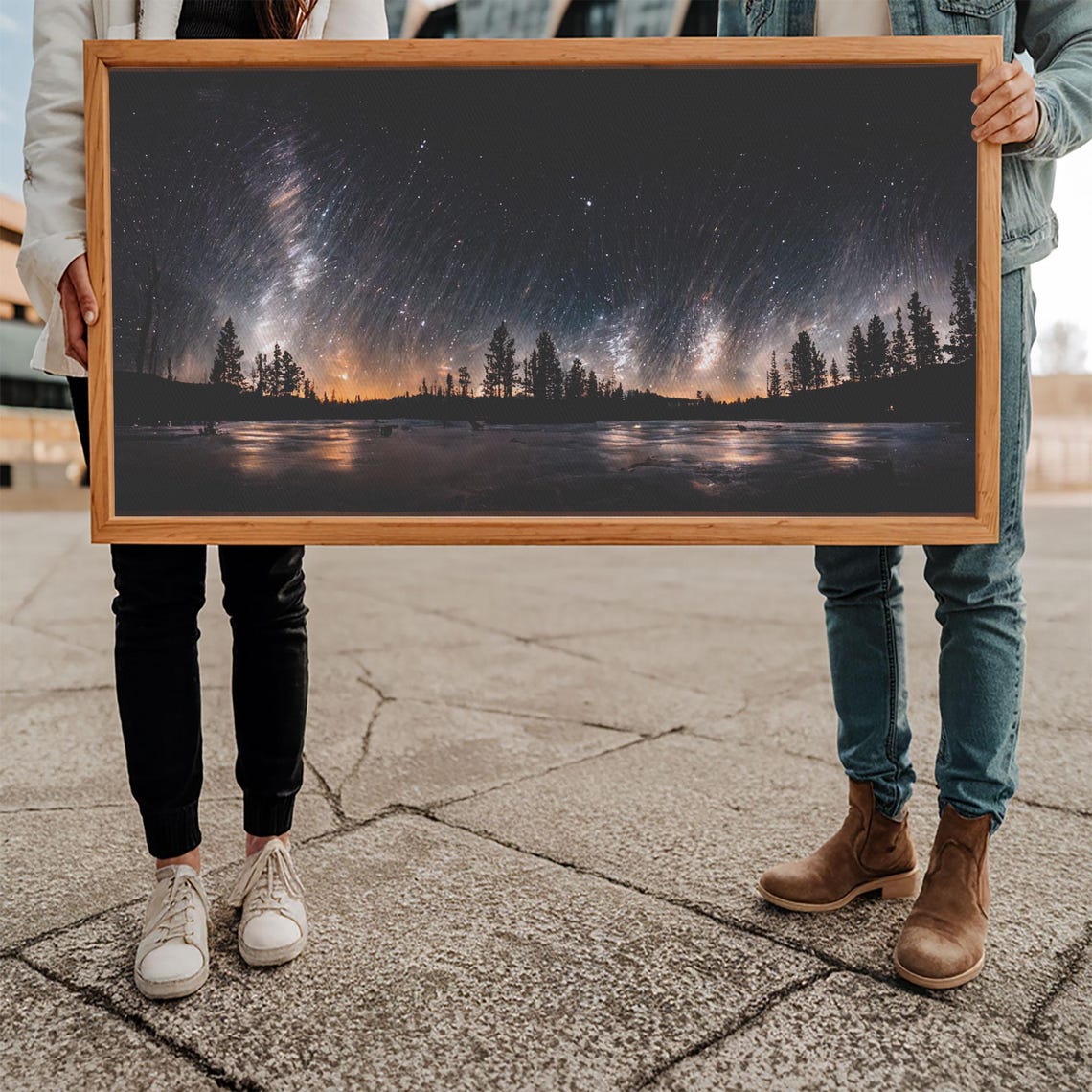 Wall Art Landscape Mountains Nature Painting Prints Minimalist Modern Home Artwork Decoration Night Sky With Stars - Image 5