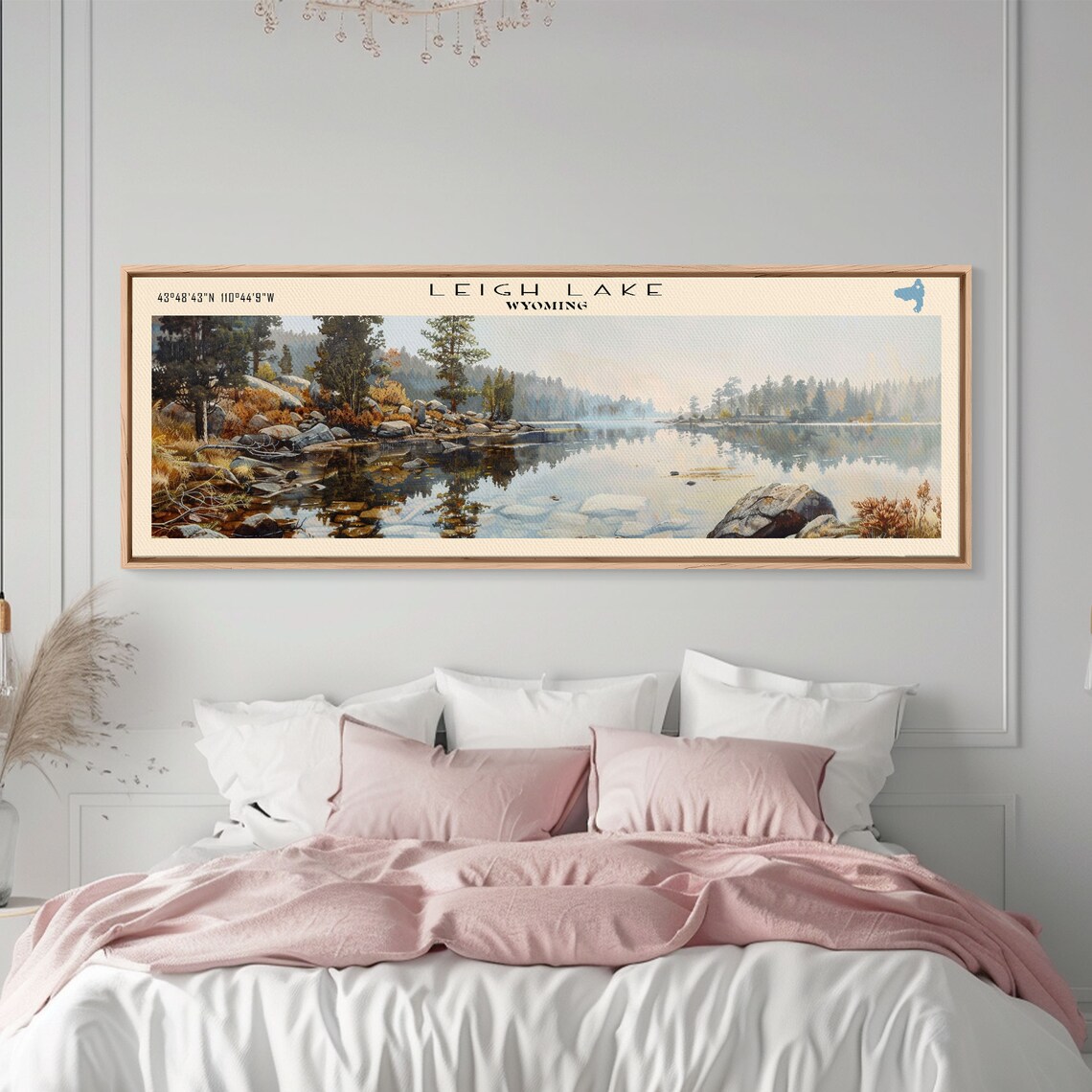 Leigh Lake Wyoming Rocky Pine Shoreline Mirror Water Panorama Poster - Image 2