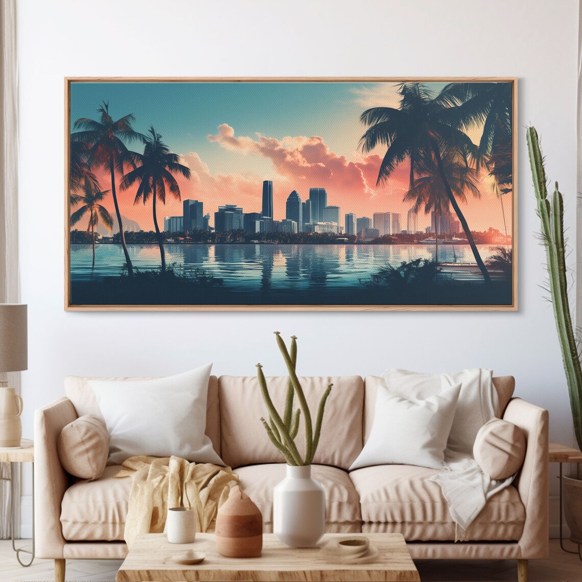 Miami Skyline Sunrise, Vaporwave Retro Art Print - Image 3