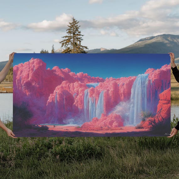 Psychedelic Pink Waterfall Art Print