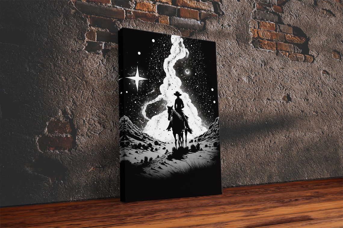 Western Decor Black And White Cowboy Art Framed Print - Image 3