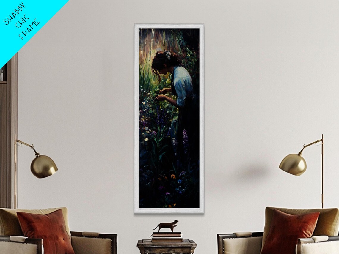 Woman In Flower Garden Impressionist Romantic Floral Art Poster