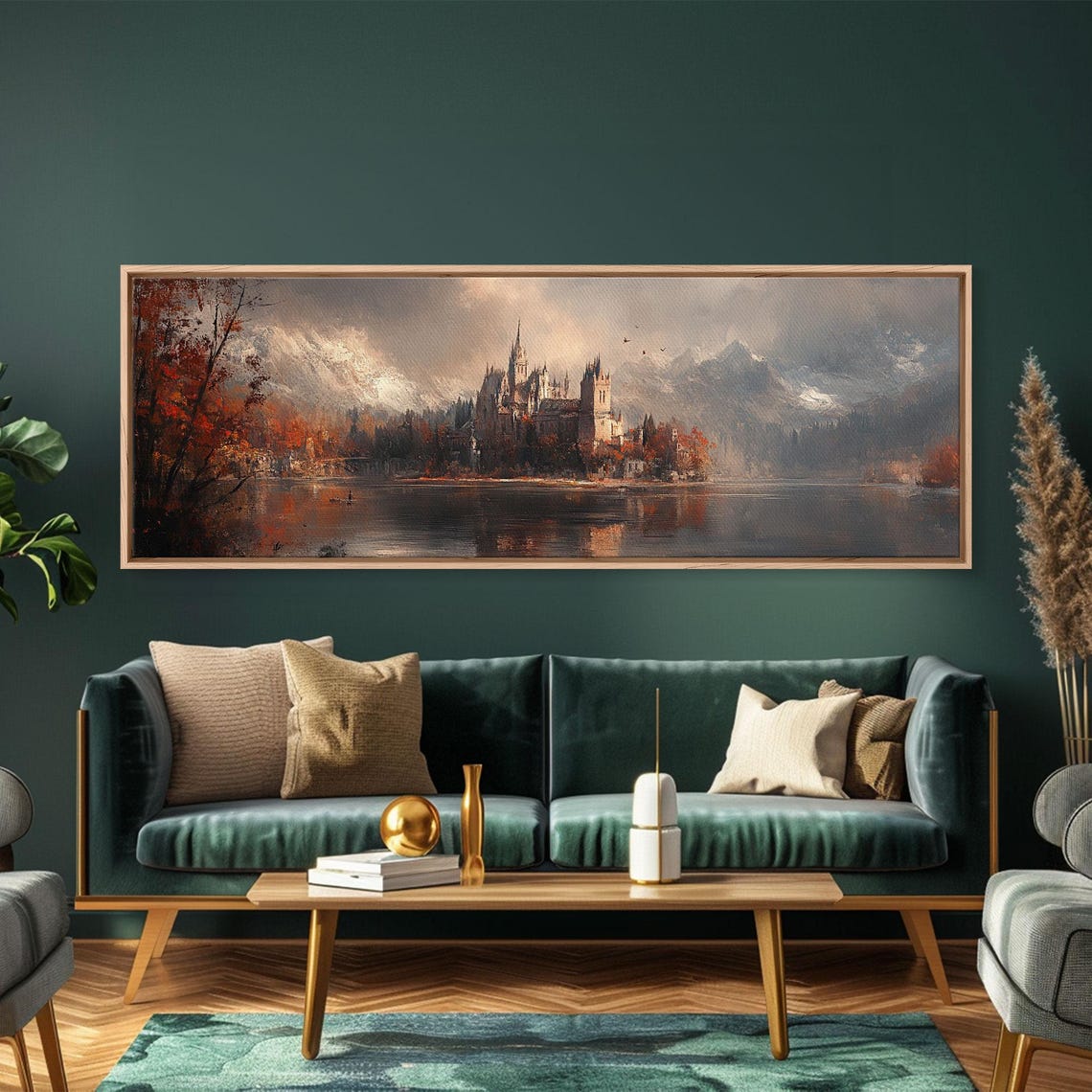 Dark Moonlit Gothic Castle Lake Island Night Fantasy Art Poster - Image 4