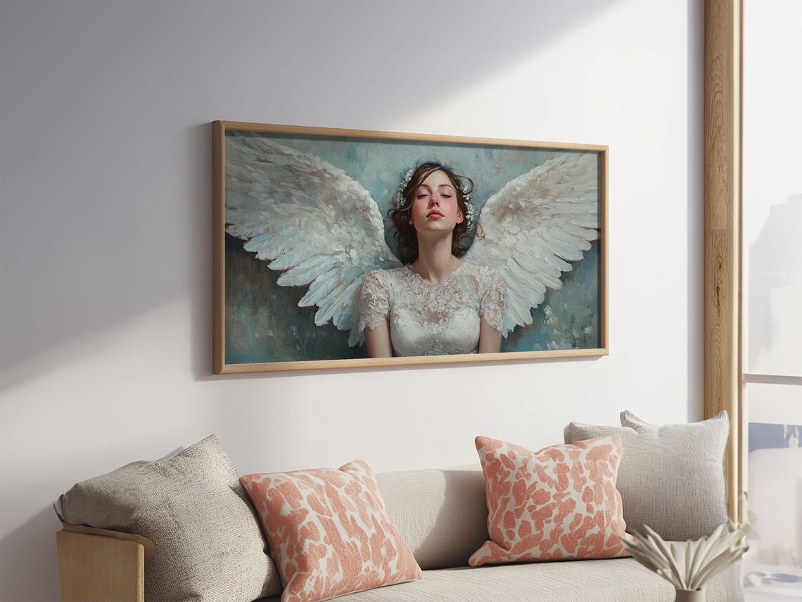 Heavenly Angel Spread White Wings Peaceful Celestial Art Poster - Image 4