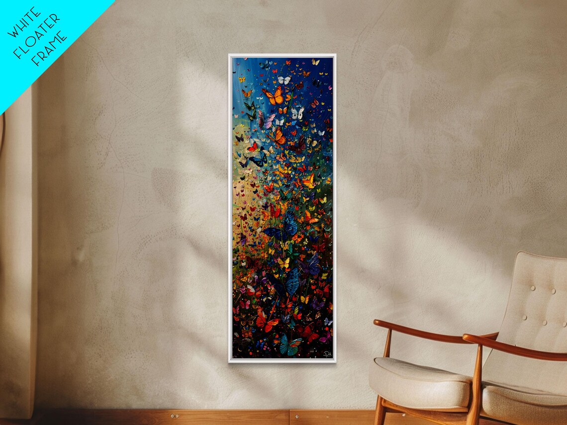 Swarm Of Colorful Butterflies Over Dark Floral Meadow Nature Poster - Image 3