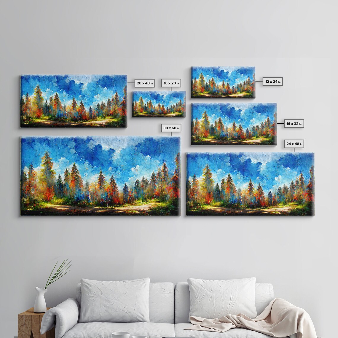Forest Sunset Oil Painting Print, Autumn Trees - Image 2