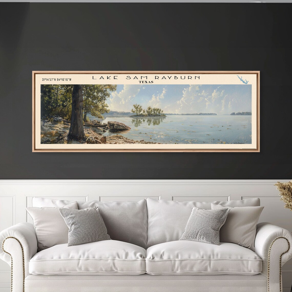 Lake Sam Rayburn Boho Travel Poster, Lake House Decor