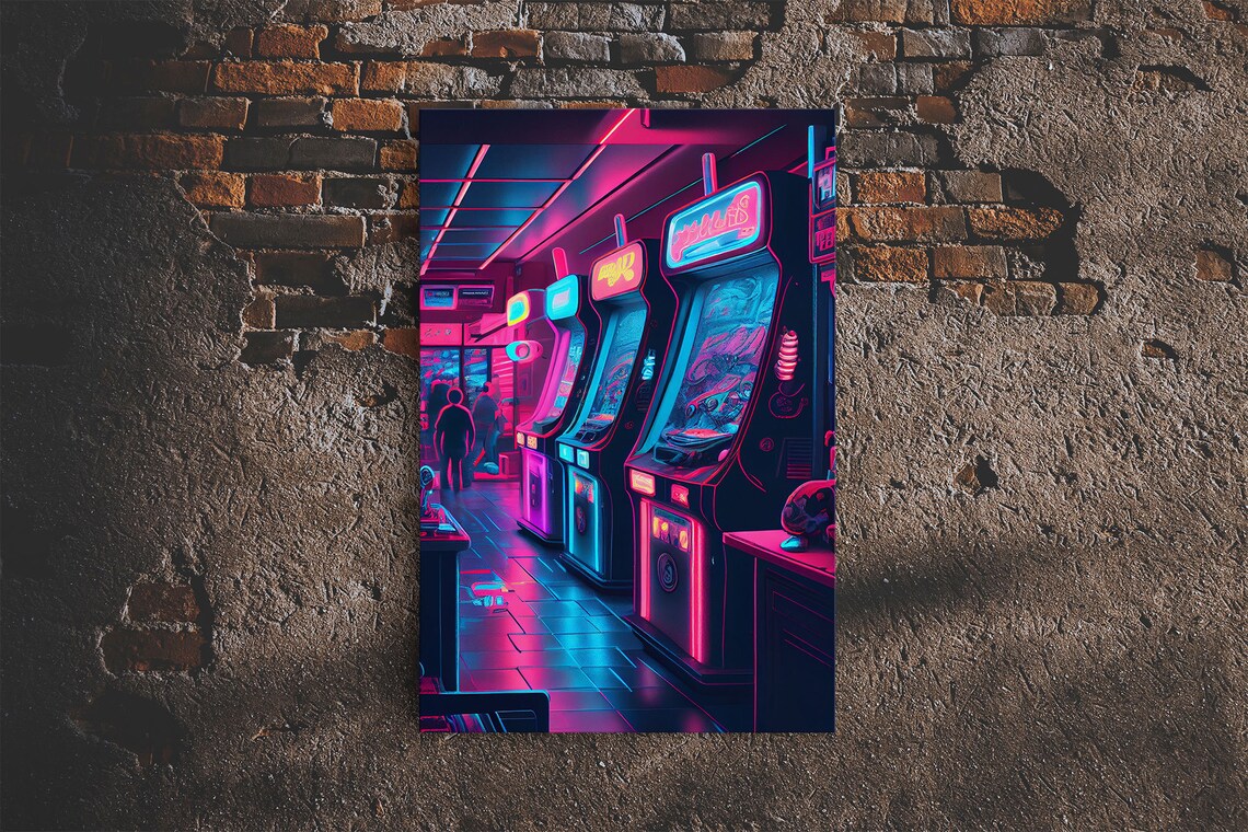 Synthwave Arcade Game Room Art Print for Teen Room - Image 6