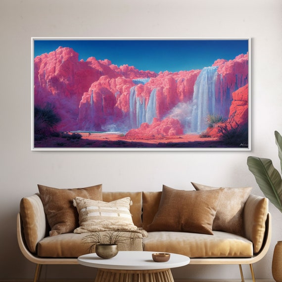 Psychedelic Pink Waterfall Art Print