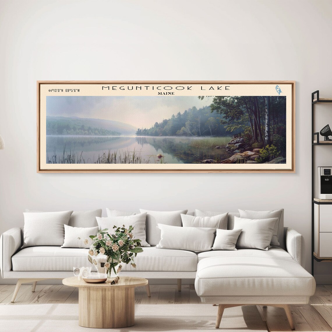Megunticook Lake Maine Misty Morning Pine Birch Shoreline Lake Poster - Image 2