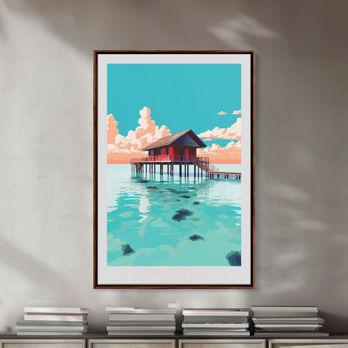Maldives Overwater Bungalow Turquoise Lagoon Tropical Island Poster - Image 6