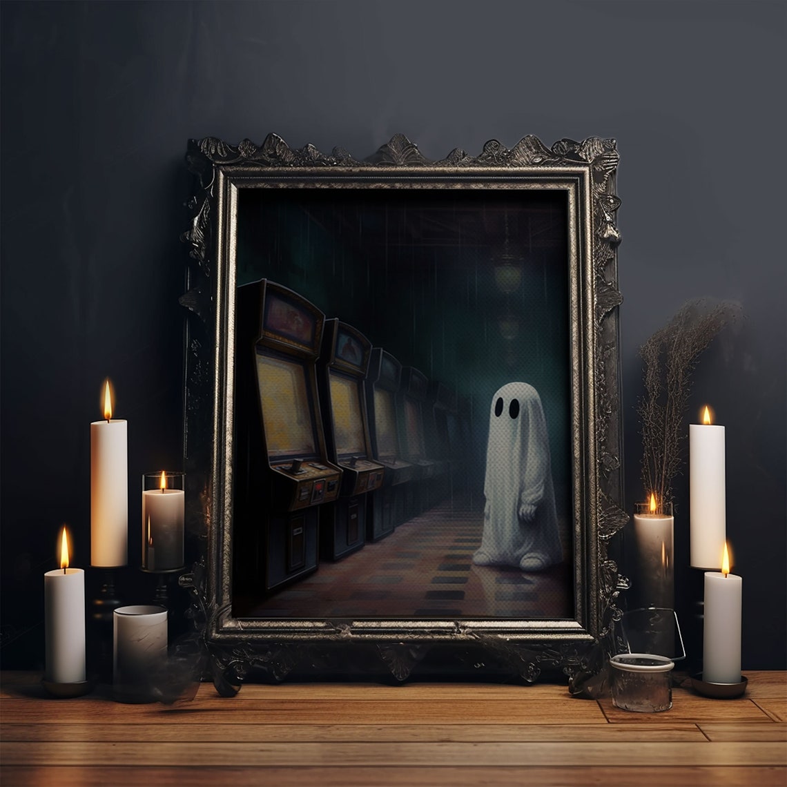 Ghost In Abandoned Arcade Retro Game Room Spooky Nostalgia Art Poster - Image 4